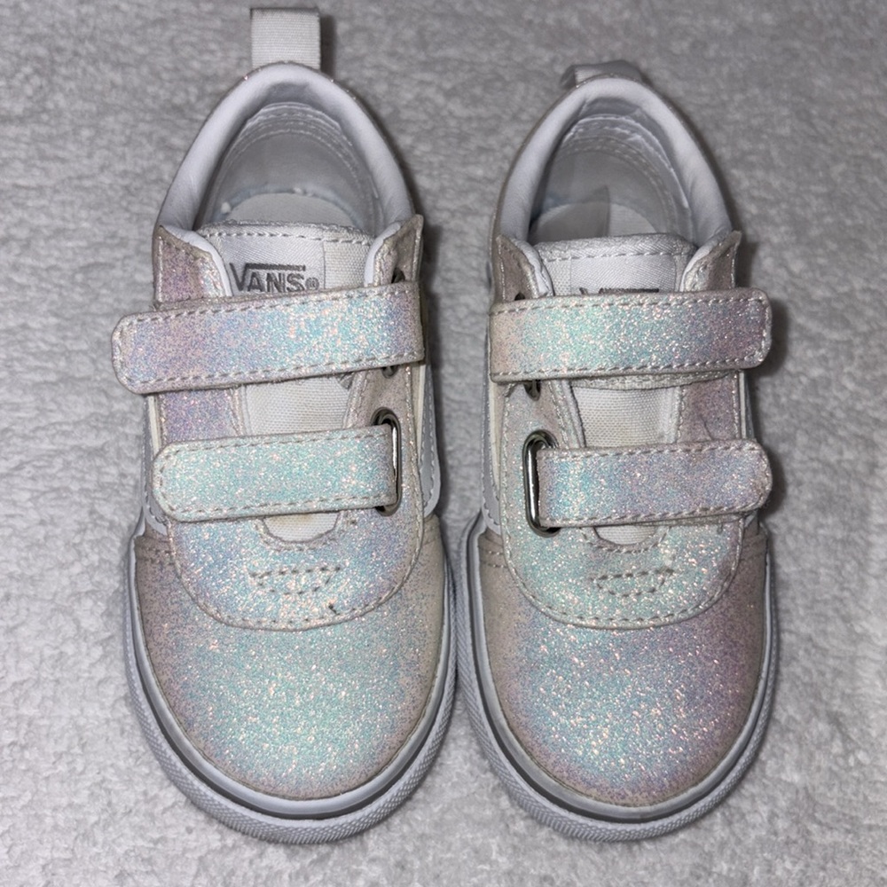 Vans Kids spring Sparkle double Strap Sneakers - Cream size 7 - Picture 2 of 8